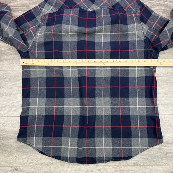 Flint And Tinder Flannel Shirt Men XL Blue Red Plaid Double Pocket Button Up USA - Picture 13 of 14